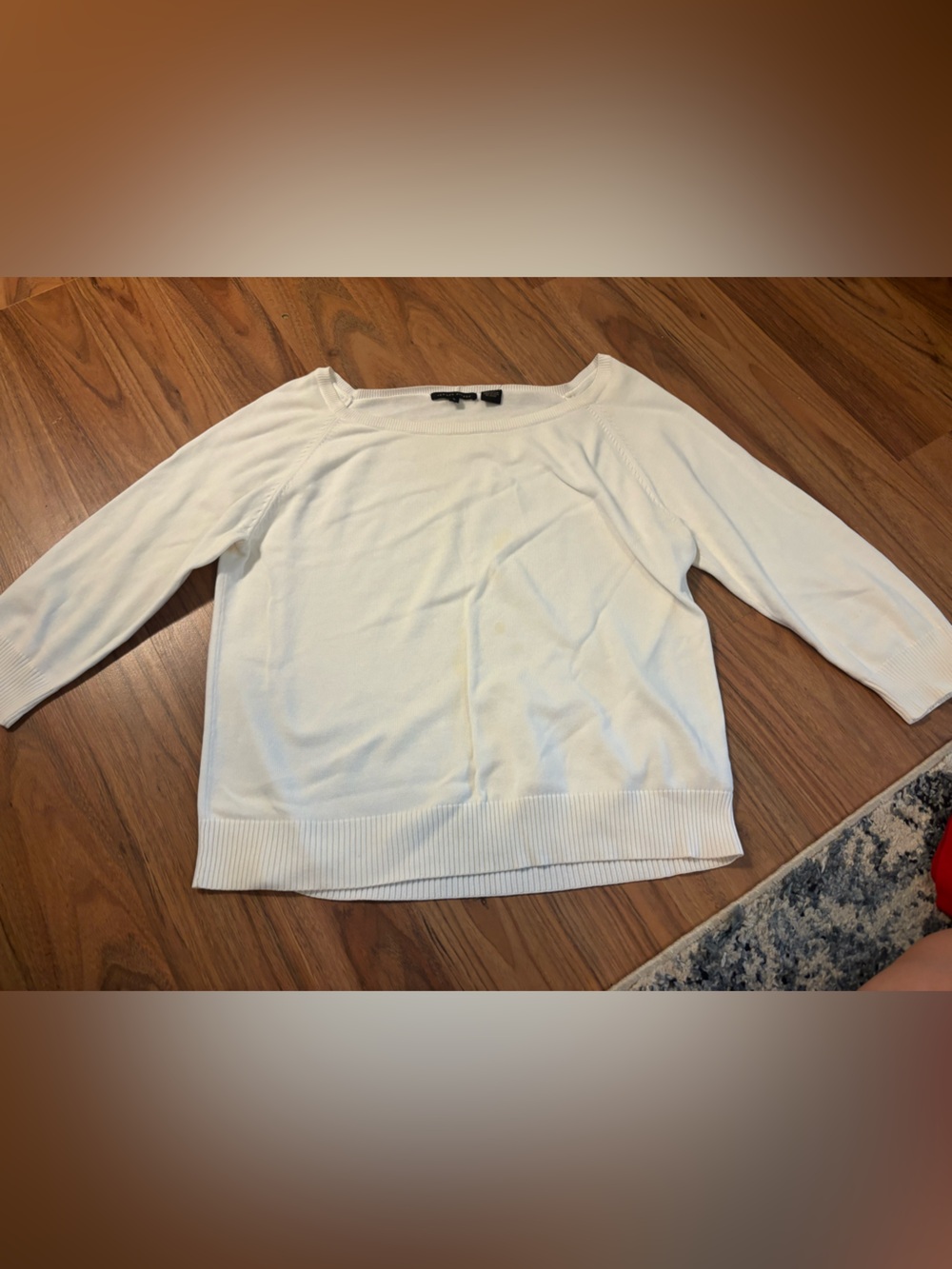 JEANNE PIERRE White Scoop Neck Knit Sweater